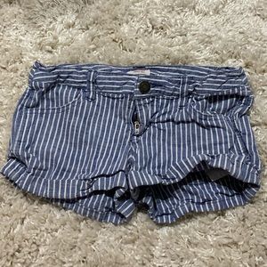 Blue And White Striped Shorts
